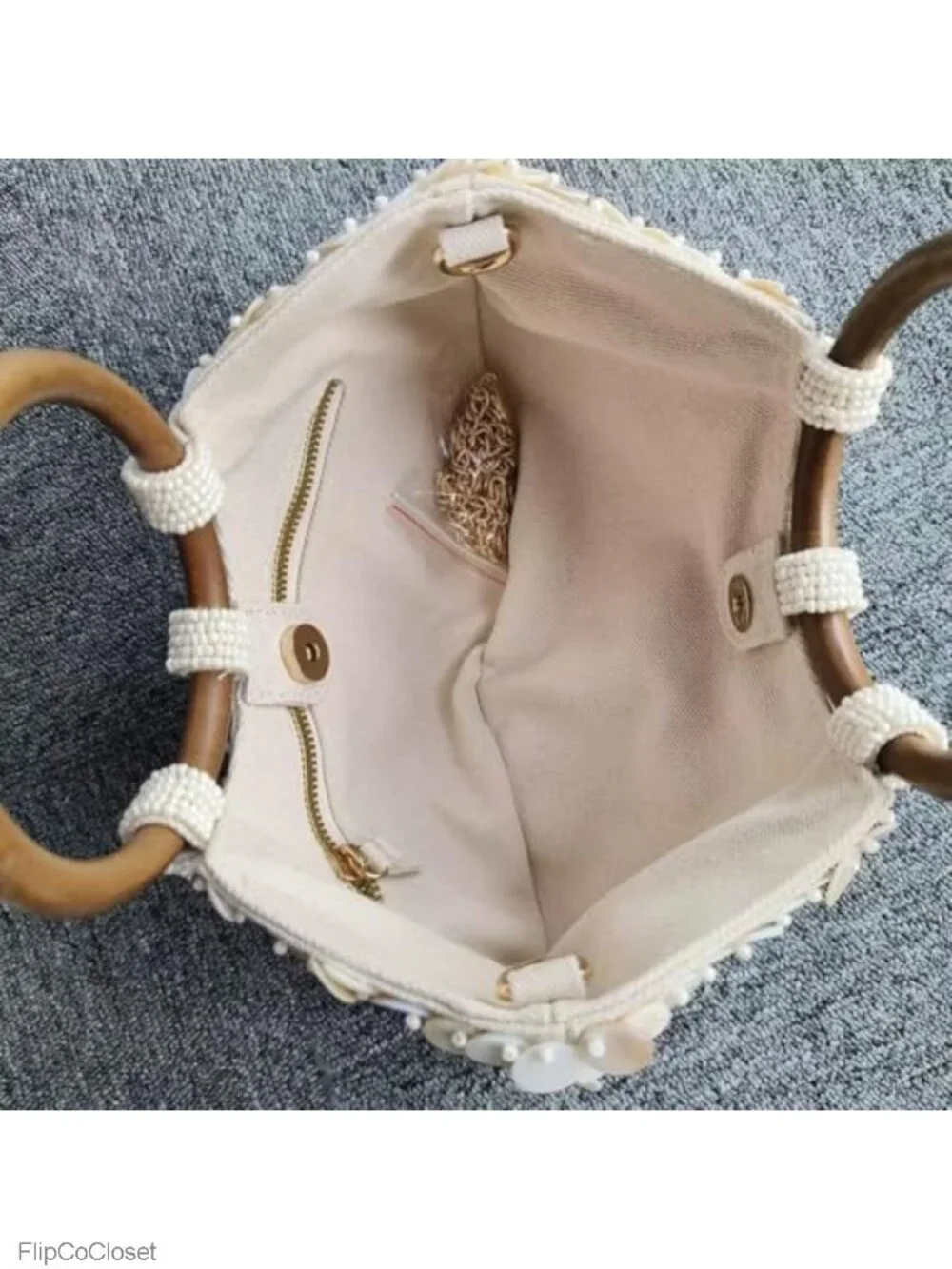 Handmade Shell Beaded Clutch Purse Acrylic Top Handle Evening Bag